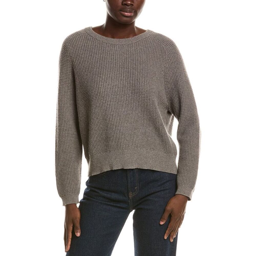 Eileen Fisher Womens  Crewneck Cashmere-Blend Sweater, Brown